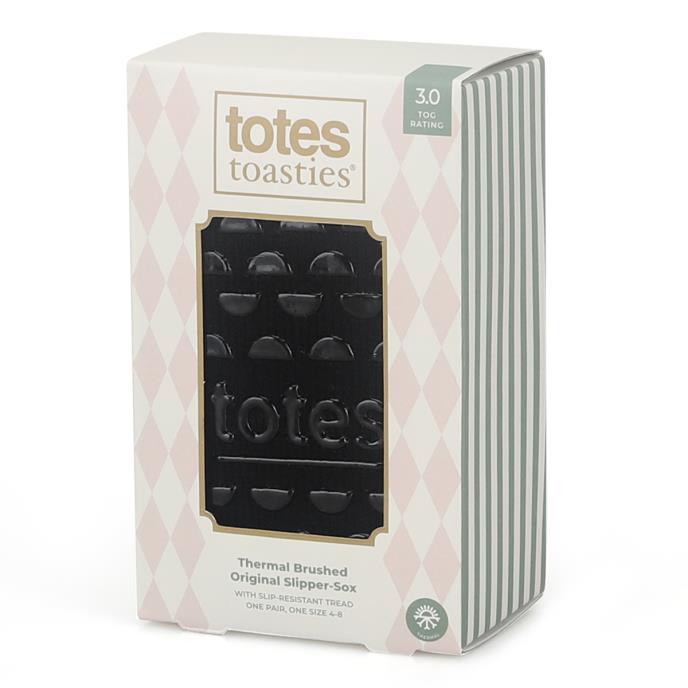 totes toasties® Ladies Thermal Brushed Original Slipper Socks Black Extra Image 1